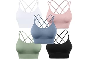 Evercute Cross Back Sport Bras Padded Strappy Criss Cross Cropped Bras for Yoga Workout Fitness Low Impact