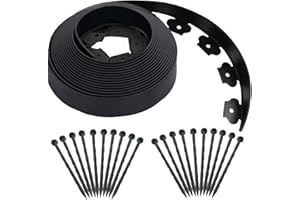 YOWLIEU 20 Ft Landscape Edging Kit, Black Garden Edging Border with 20 Edging Plastic Stakes, Landscaping Edging Roll for Flower Bed Lawn Driveway Yard