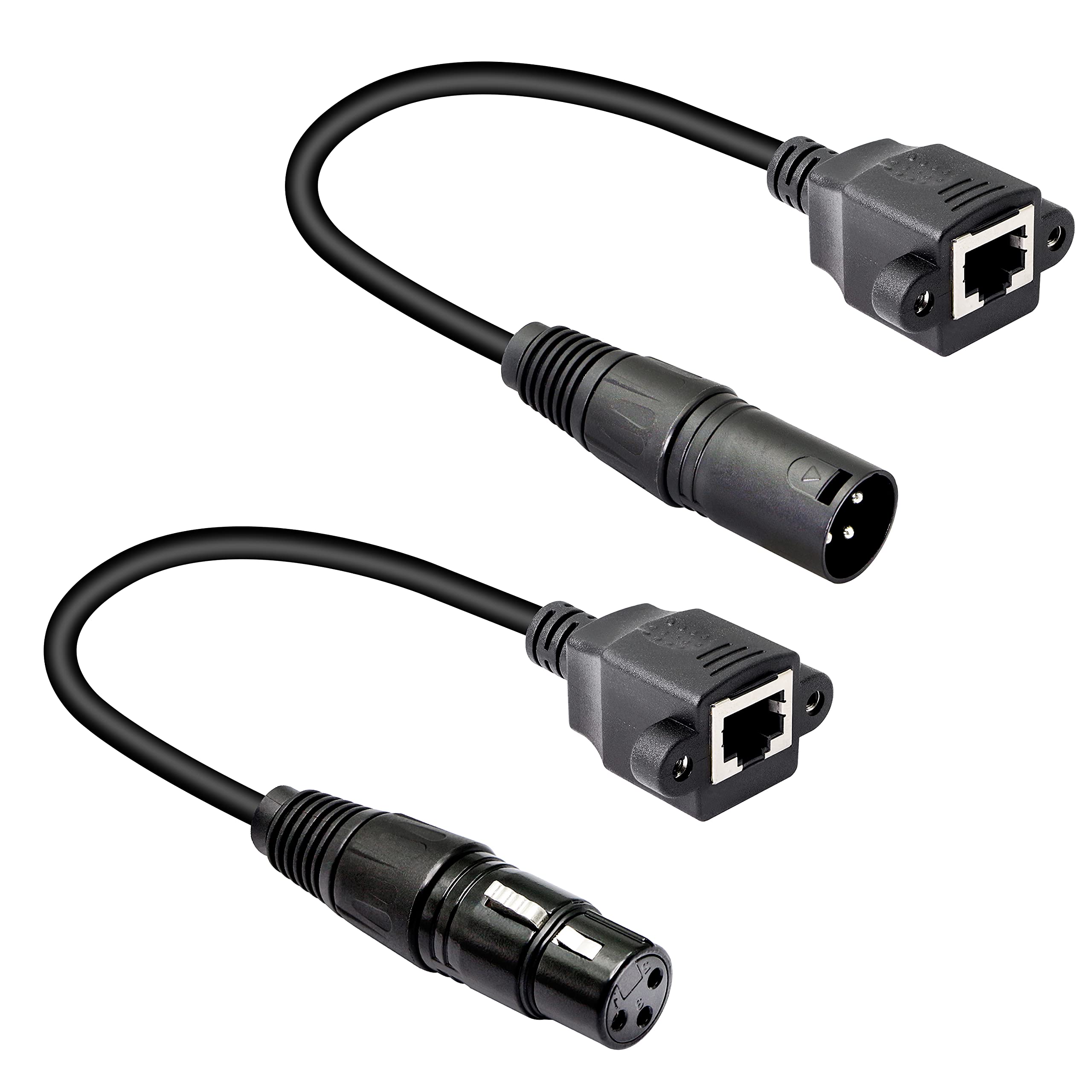 GELRHONR XLR 3pin to RJ45 Female Adapter Cable,XLR Male to RJ45 Network Connector Extension Cable Use Cat5 Ethernet for DMX-CON Controller Series-1.1Ft