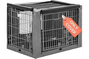 Petsfit Crate Cover for Wire Dog Crate(76L x 48W x 53H cm), Single Door/Double Doors, Mesh Window, Flap On The Top and Back i