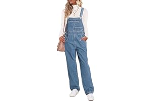 luvamia Overalls Women Loose Fit Denim Bib Baggy Overall Jumpsuit Straight Wide Leg Stretchy Jean Pants Fashion