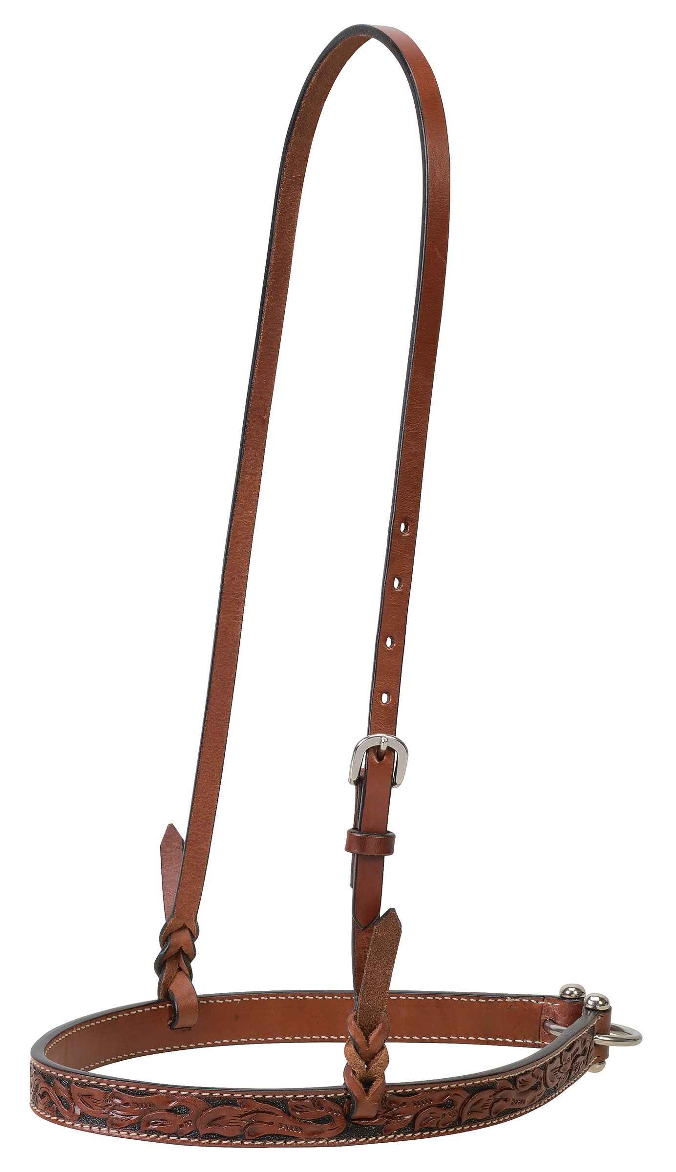 Turquoise Cross Floral Carved Noseband, Chestnut