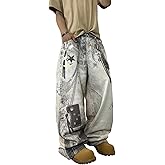 DFGIGT 3D Digital Printed Baggy Jeans for Men Wide Leg Hip Hop Jeans Y2k Loose Fit Denim Pants