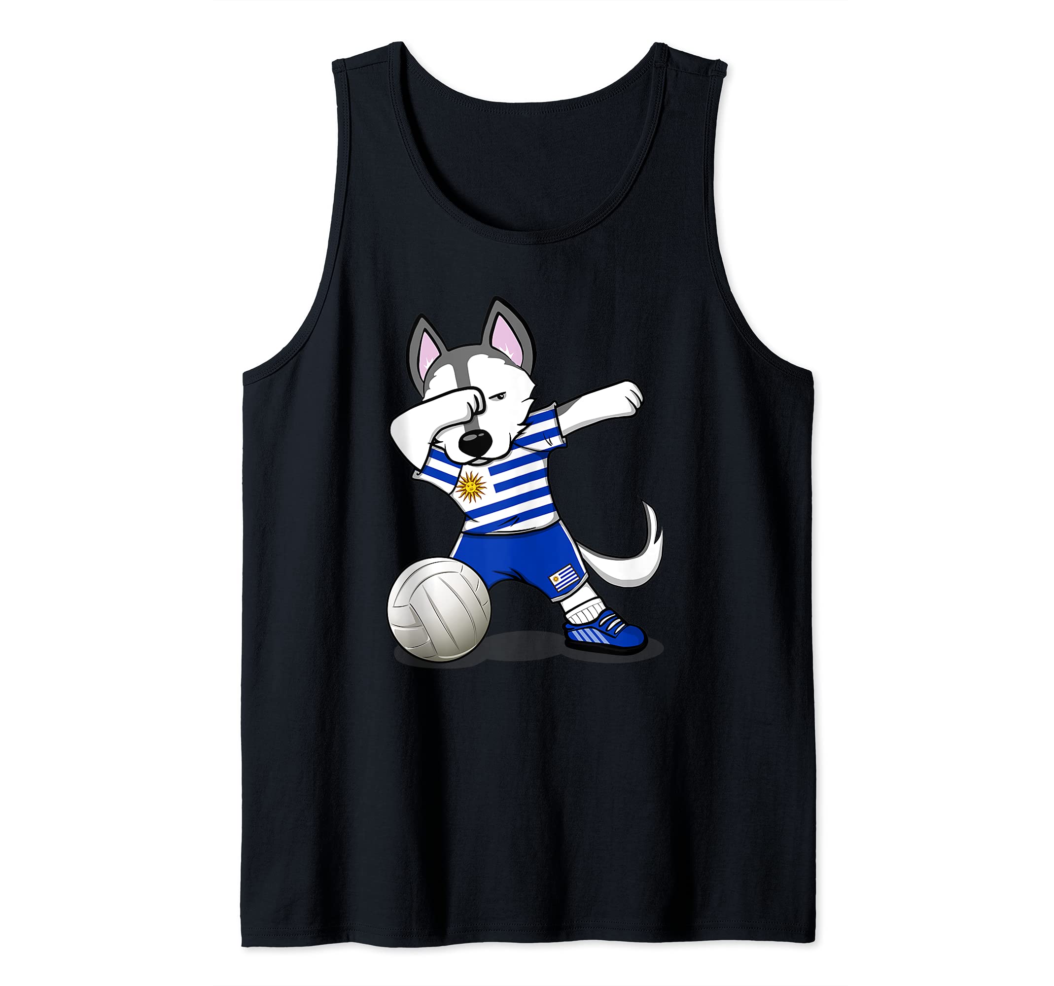 Dabbing Husky Uruguay Volleyball Fans Jersey Uruguayan Flag Tank Top