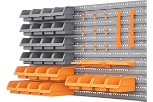 DURHAND 44PC Wall Mounted Storage Bins Parts Rack Kit with 2 Colour Parts, Hardware Screw Tool Organizer with Storage Bins, P
