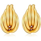 FILMOON Gold Geometric Drop Dangle Earrings for Women Chunky Trendy Knot Stud Small Twisted Link Earring Jewelry Gift