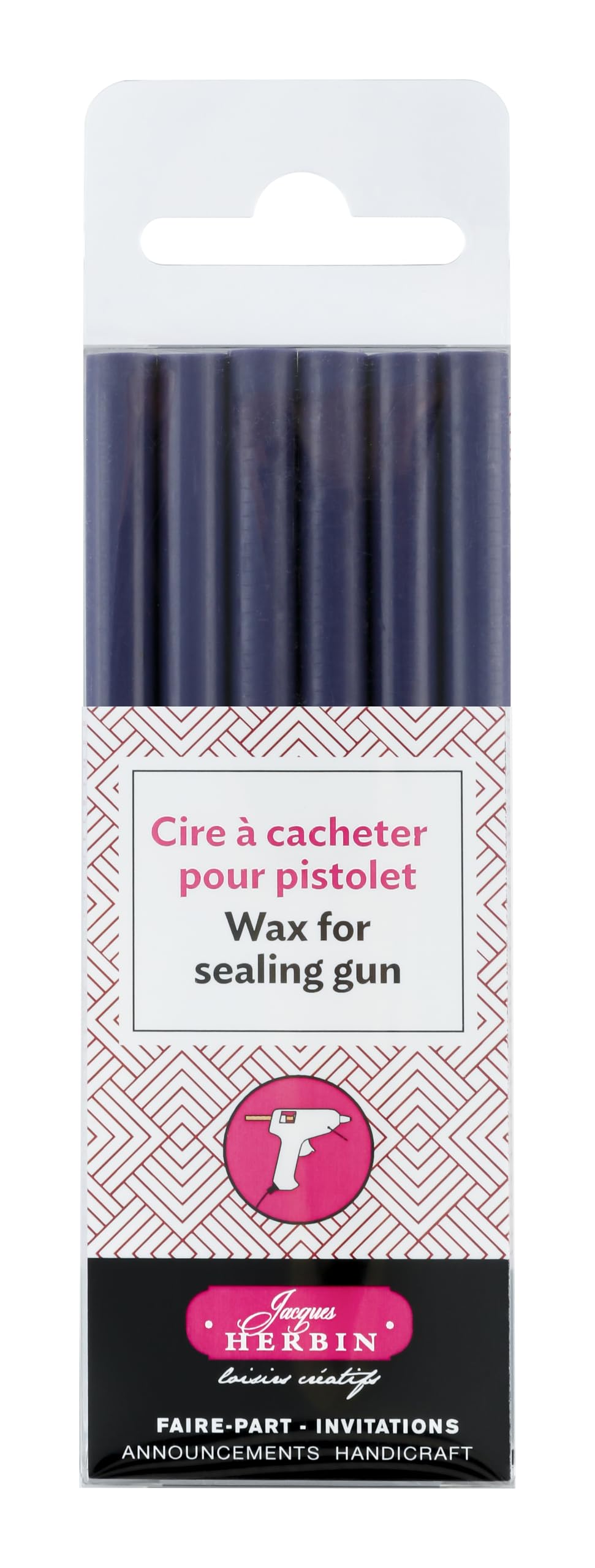 Jacques Herbin 35878T - Pack of 6 sticks special sealing wax - Made for wax guns - Aubergine Colour - Manufactured in France - Creative Art Tool - leisure — image 1