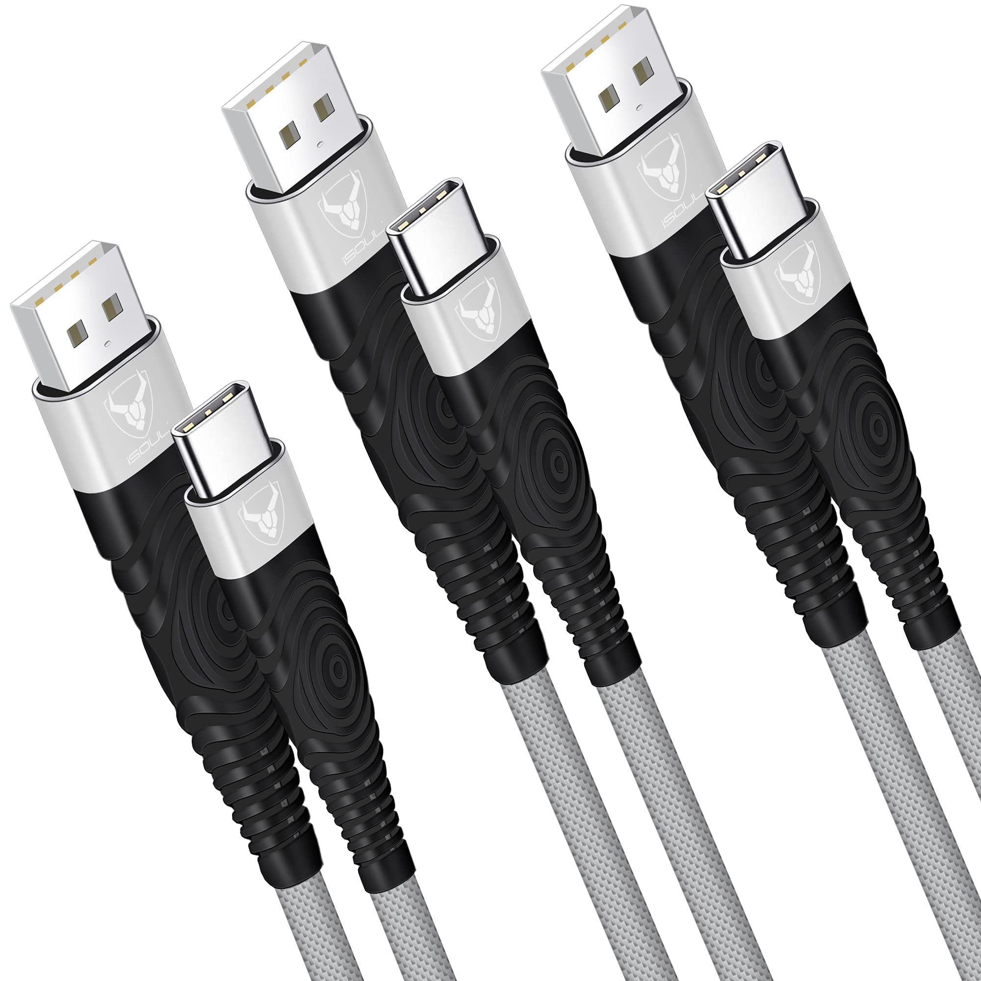 USB C Charger Cable 3 Pack 15CM, 1M, 2M USB A to USBC Cable Type C Charger Fast Charging Phone Lead for iPad Air iPhone 17 16 15 Pro Max Plus, Samsung Galaxy S25 S24 Ultra, Huawei, Google Pixel Grey
