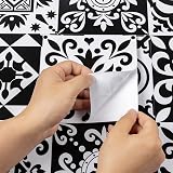 Hode Tile Stickers 50pc 15x15cm Moroccan Black White Self Adhesive Vinyl view 8