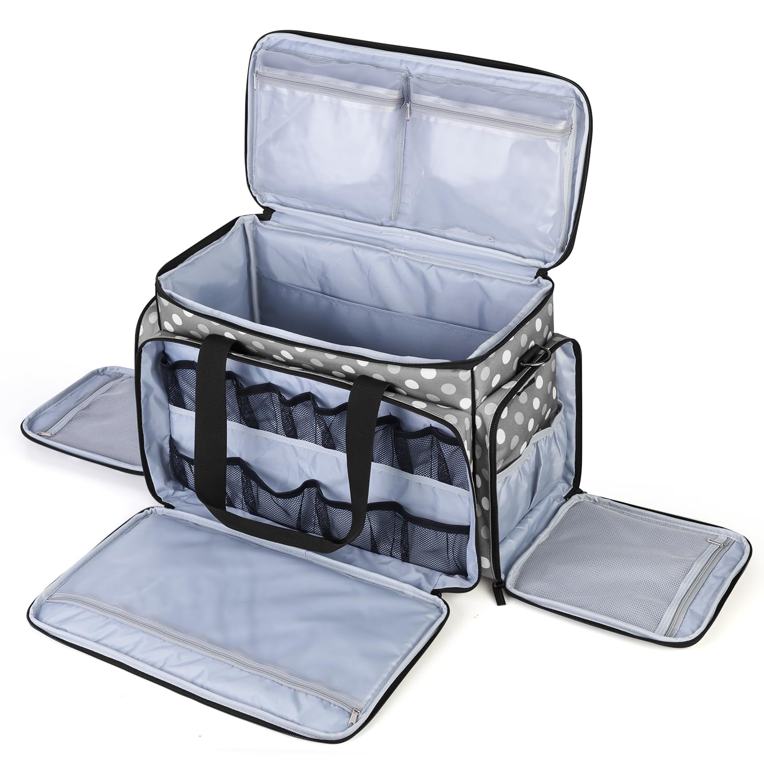Luxja Sewing Machine Carrying Bag with Removable Pad, Travel Case for Sewing Machine and Accessories (Fit for Most Standard Sewing Machines), Grey Dots