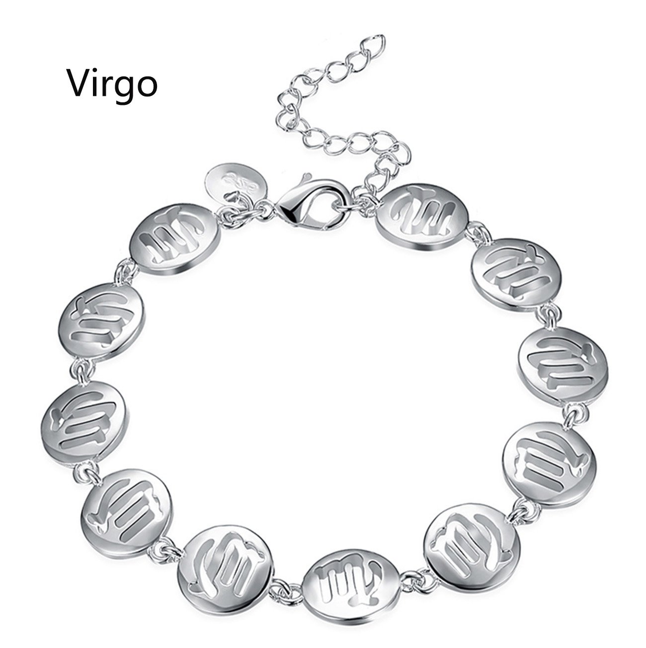 Zodiac II Sign Virgo Constellation Bangle Bracelet Silver Plated (Virgo)
