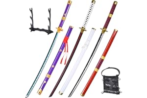 WERKON Roronoa Zoro Sword - 41 inchs, Yama Enma+Kitetsu+Wado Lchimonji, Shusui+Kitetsu+Wado Lchimonji, Anime Original Texture, with a Display Stand and Sword Belt, Perfect for Anime Cosplay and Collectors