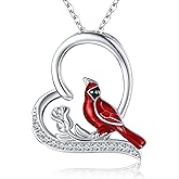 JUSTKIDSTOY Cardinal Necklace Jewelry 925 Sterling Silver Red Bird Pendant Necklace Memorial Gifts for Women Friends