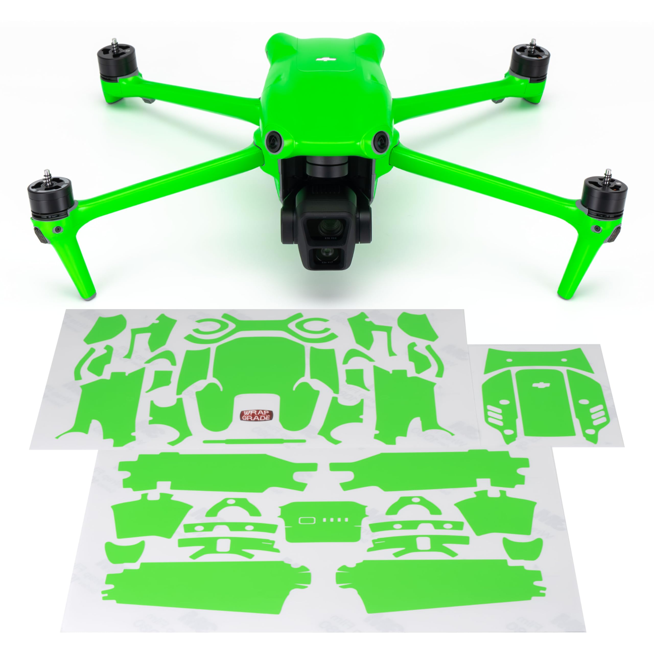 WRAPGRADE Skin Stickers compatible with DJI Air 3 | Full Wrap Set (NEON GREEN)