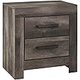 Signature Design by Ashley Wynnlow Rustic 2 Drawer Two Drawer Nightstand, 24.41" Tall, Weathered Gray