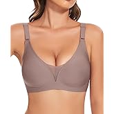 SINFLA Women No Underwire Comfort V Neck Wireless Seamless Bra