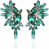 Met-edianger Vintage Rhinestone Statement Earrings Retro Big Cluster Crystal Drop Dangle Earrings for Women