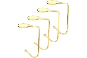 Komotu Christmas Stocking Holder for Mantle - 4 Pack Non-Slip Stocking Mantel Holders Hooks Hanger for Christmas Xmas Fireplace and Party Decoration (Gold)