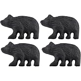 Needzo Rustic Black Bear Drawer Pulls, Cast Iron Home and Kitchen Accessories, Cabin Decorations, 2.3 x 1.5 Inches (Set of 4)