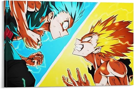 Amazon Co Jp モダンでスタイリッシュな家の装飾アートワーク 帆布 壁画 アニメ僕のヒーローアカデミア対決ポスター装飾壁画はあなたの人生をよりエキサイティングにします 30インチ 50 75cm ホーム キッチン