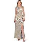Adrianna Papell Womens Foil Asymmetric Gown