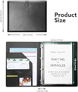 Thboxes A4 Portfolio Folder with Ring Binder 45 Pockets Faux Leather Black view 2