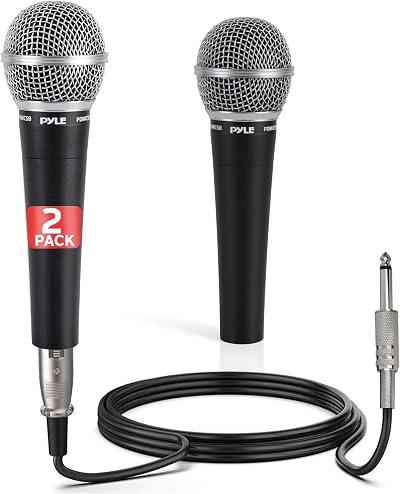 Pyle Dynamic Cardioid Microphone 2-Pack Unidirectional XLR with Pop Filter