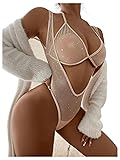 WDIRARA Women's Lingerie Set Polka Dots Mesh Teddy