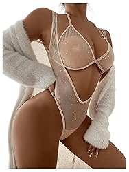 WDIRARA Women's Lingerie Set Polka Dots Mesh Teddy