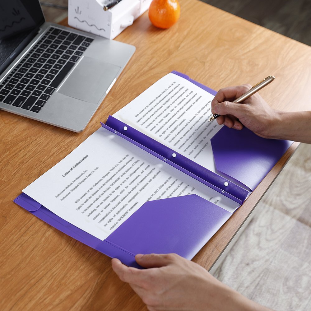 Plastic Folders with Pockets and Prongs 6PCS Heavy Duty Plastic Folders with Pockets Letter Size Assorted Colors for School Work and Home File Folder