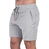 FIRSTGYM Mens Athletic Shorts 7 inch for Casual Running Sports Gym with Zipper Pockets