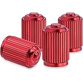 MEAJOO 4PCS Car Tire Valve Stem Caps, Aluminum Wheel Valve Covers, Leak-Proof Air Caps Cover, with Rubber O-Ring, Universal for Cars, SUVs, Bike, Bicycles,Trucks and Motorcycles (Red)