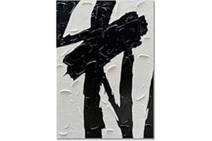 Limiyer Art Black and White Minimal Art Oil Painting Modern Abstract Art Oil on Canvas Wall Deco Art 40x28 inches