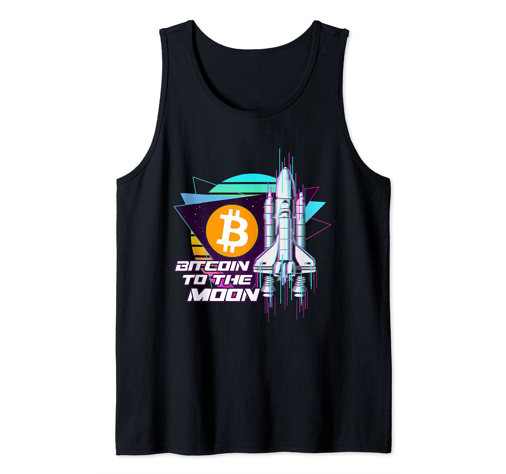 Bitcoin to the Moon, Digital Crypto, BTC, Retro Spaceship Tank Top