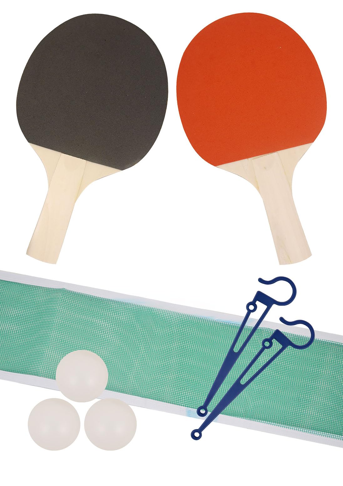 Table Tennis Set - Ping Pong Set with 2 Bats, 3 Balls, Net, 2 Net Clips, For Indoor and Outdoor Use, Portable Travel Pingpong