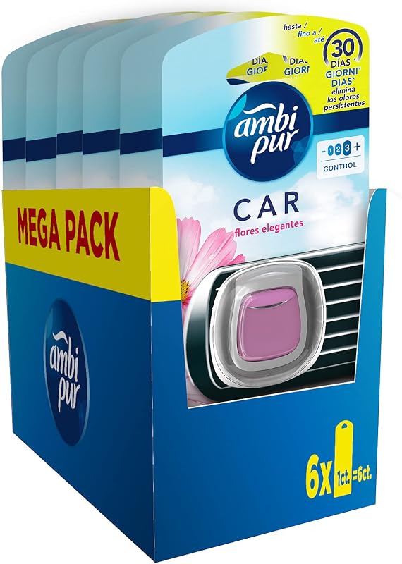 Ambi Pur Ambientador Para Carro Flores Elegantes 2ml x 6 Unidades
