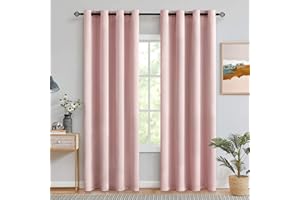 MIULEE Light Pink Room Darkening Curtains Thermal Insulated Drapes Solid Window Treatment Set Grommet Top Light Blocking Blackout Curtain for Living Room/Bedroom 2 Panels 52 x 84 inch Baby Pink