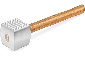 New Star Foodservice 36398 Aluminum Meat Tenderizer with Wood Handle, 13-Inch