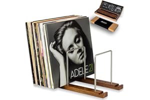 Optage Audio Durable Vinyl Record Storage Holder for 75 LPs, Solid Walnut Record Stand with Built-in Now Playing Display, Sleek Vinyl Record Holder Stand & Display for Album