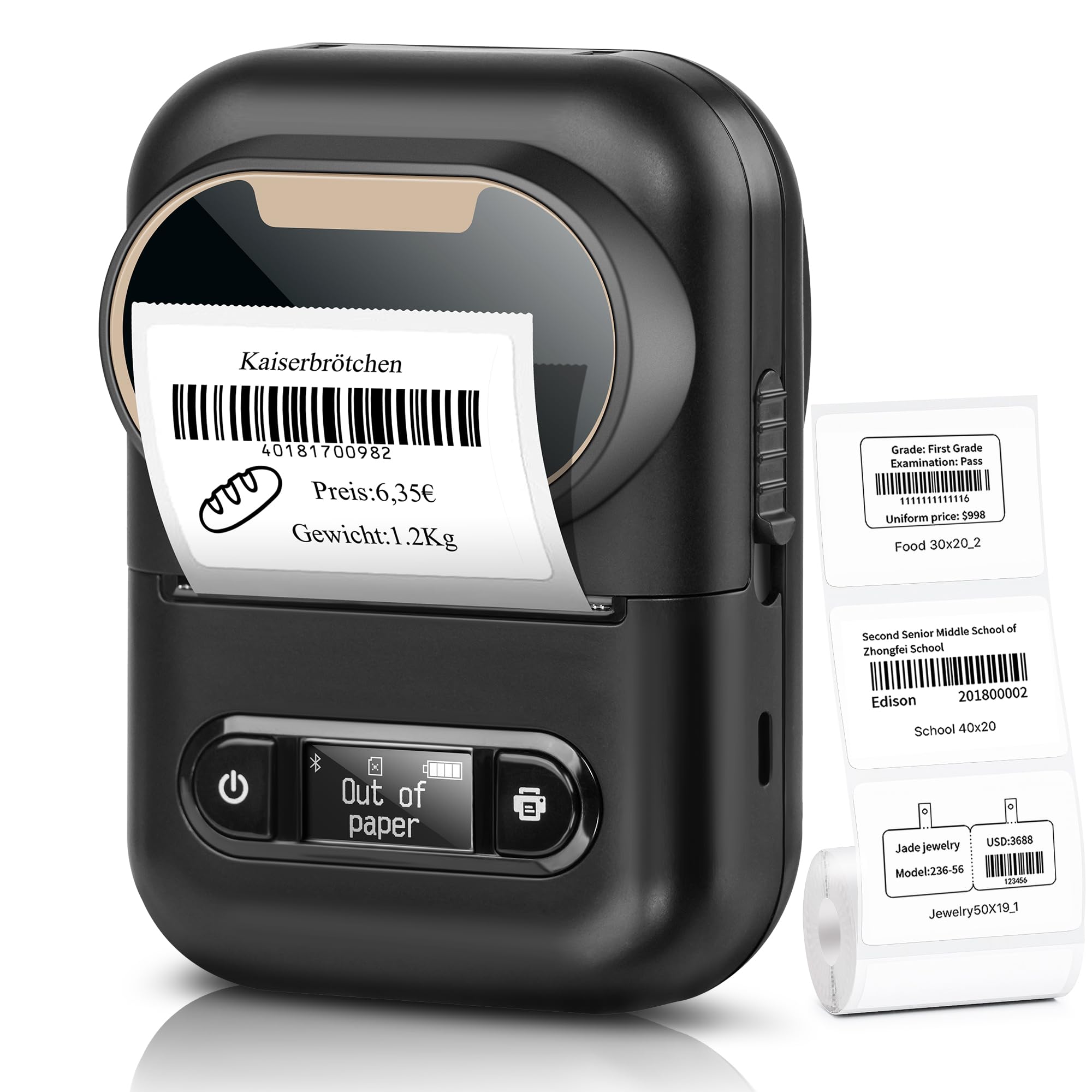 FIYAPOO Label Printer, Bluetooth Labeler, Mini Labelling Device for Retail, Office, Supermarket, Label Printer, Compatible with iOS & Android