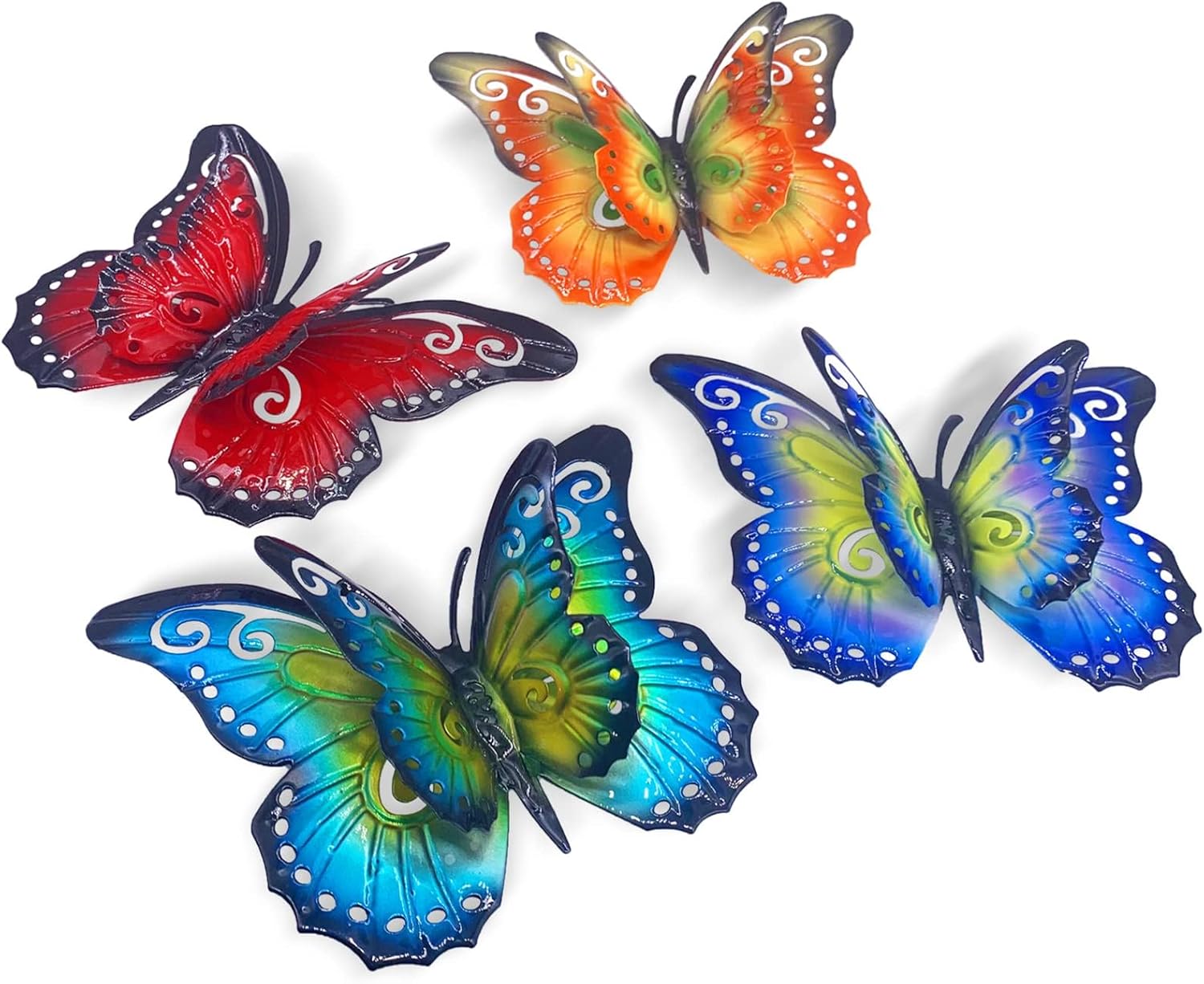 Plaques & Wall Art - IGEEKWELL 6.5'' Metal Butterfly Wall Decor - Wall Art Decorations Double Wings Butterfly Decor Hanging for Garden, Yard, Living Room - Indoor or Outdoor Handmade Gift Wall Sculptures for 4 Pack