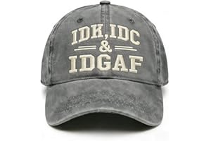 IDK IDC & Idgaf Embroidery Cap, IDK IDC Idgaf Respectfully Baseball Hat, Vintage Distressed Dad Cap, Sarcastic Meme Gift