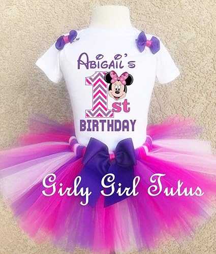 Amazon Com Minnie Mouse 1st Birthday Purple Chevron Outfit Custom