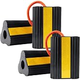 Rubber Wheel Chocks for RV Trailer Camper, Truck,Travel Trailer ,Car ﻿ | Heavy Duty Wheel Chocks RV Camper Chock Blocks Tire Stopper with Rope &amp; Reflective Strips﻿ ,2 Pair /4pack