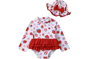 sweetabby Newborn Baby Girl Swimsuit Toddler Bathing Suit One Piece Ruffle Short Sleeve Baby Swim Suit Infant Swimwear