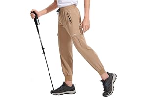 DEVOROPA Boys Joggers Lightweight Hiking Cargo Pants Water Resistant UPF 50+ Quick Dry Youth Kids Athletic Running Pants