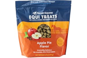 Uckele SmartEquine Equi Treats | Made with Timothy Grass & Sunflower Meal | High-Fiber Horse Treats | Low ESC & Starch | Bite-Sized | No Added Sugar | Cookies for Horses | 4 LB (4 LB, Apple Pie)
