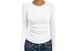 AUTOMET Long Sleeve Shirts Blouses Fall Fashion Ribbed Basic Tops Winter Clothes