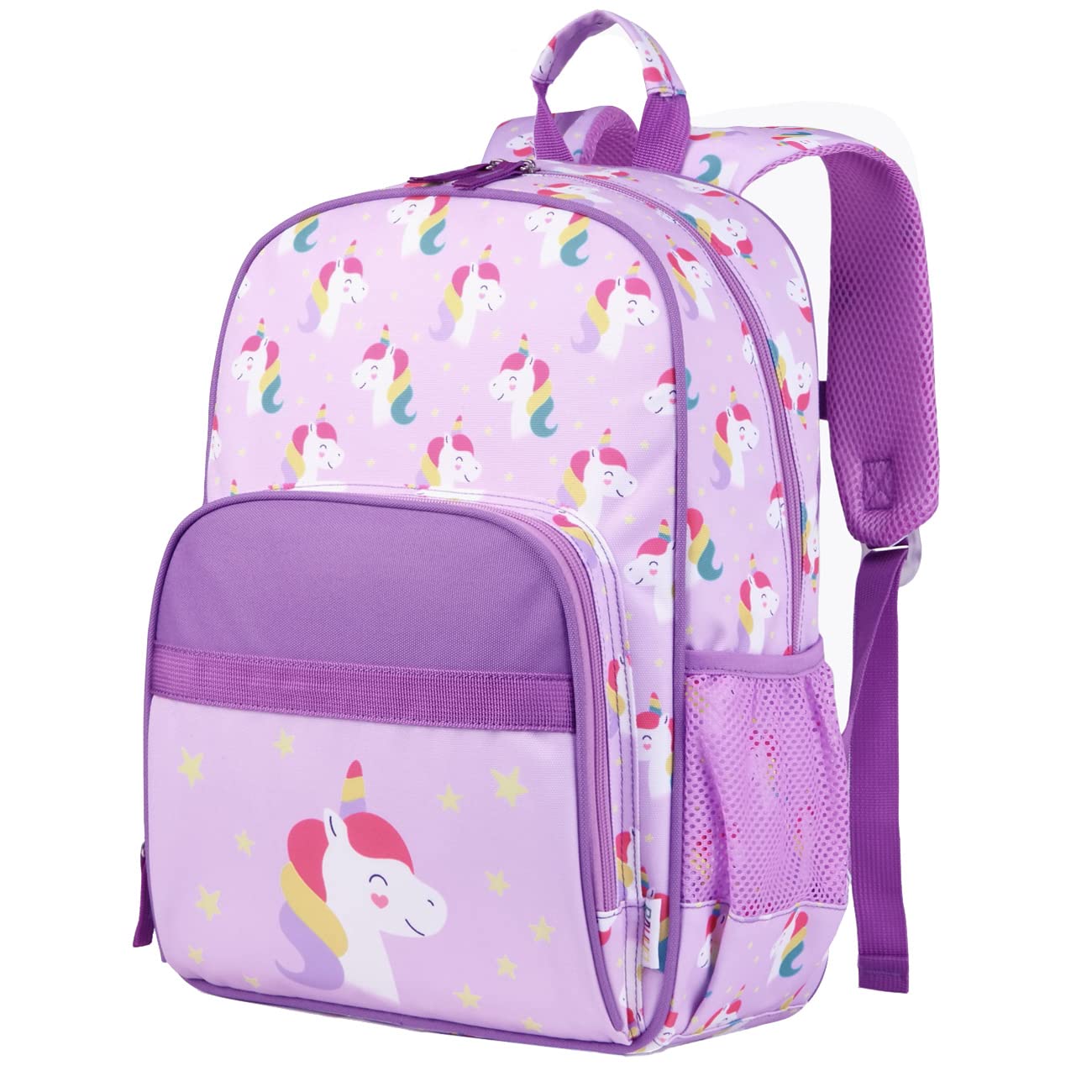 RAVUO Girls Backpack,Lightweight Kids Rucksack Primary School Bag for Ages 6–9 with Chest and Reflective Straps Purple Unicorn