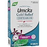 Nature's Way Umcka Cold Relief, Shortens Duration and Reduces Severity, Multi-Symptom Cold Relief, Homeopathic, Phenylephrine Free, Cherry Flavored, 20 Chewable Tablets